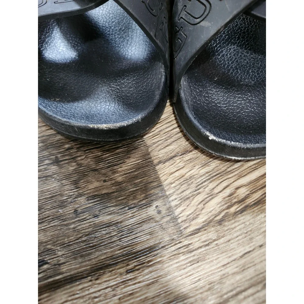 Guess Los Angeles Mens Black Crisscross Logo Slide Sandals Slip On Shoes
